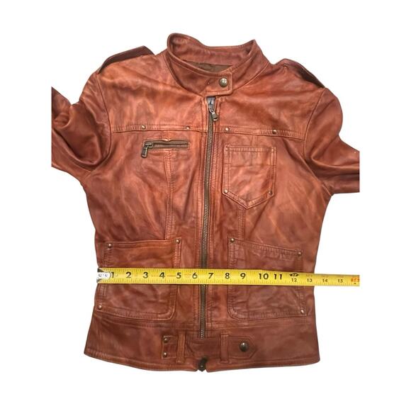 M&R MODA IN PELLE FIRENZE Leather Jacket SZ 42 Brown Made Italy - Picture 9 of 11